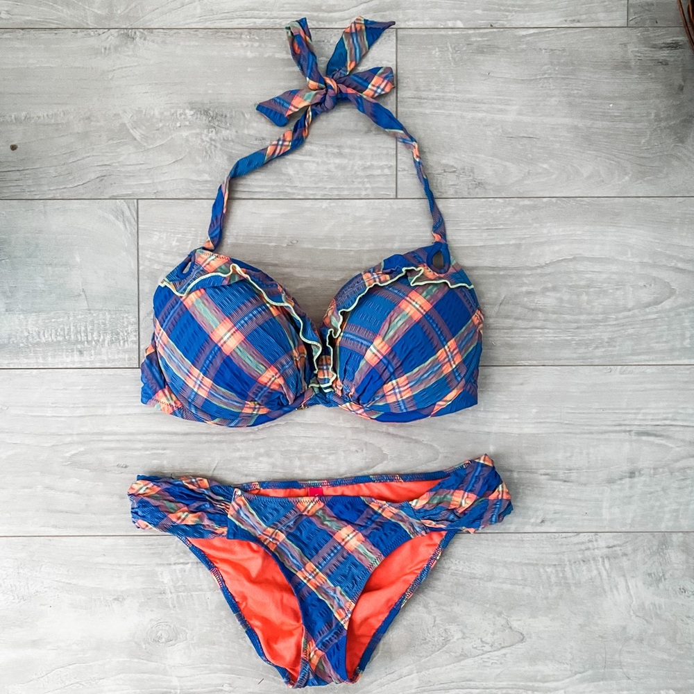 Victoria’s Secret Plaid Push-Up Bikini Set Swimwear